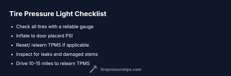 Checklist infographic for tire pressure light