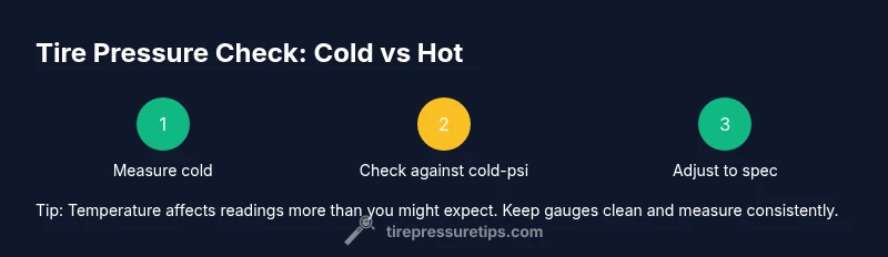 Infographic showing cold vs hot tire pressure steps