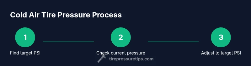Infographic showing steps to check cold tire pressure