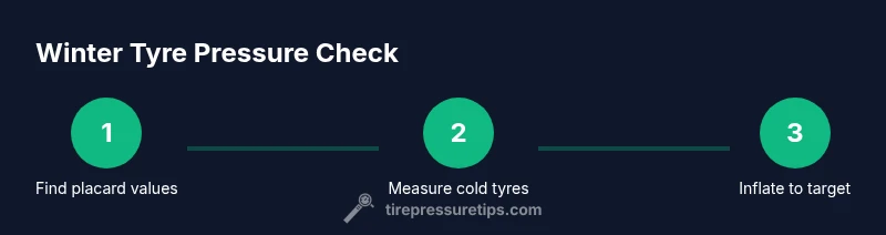 Infographic showing a 3-step winter tyre pressure check