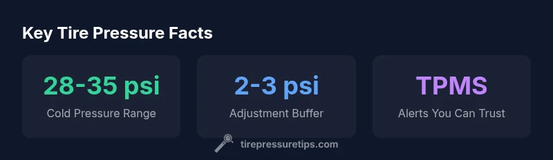 infographic showing cold tire pressure ranges and TPMS alerts